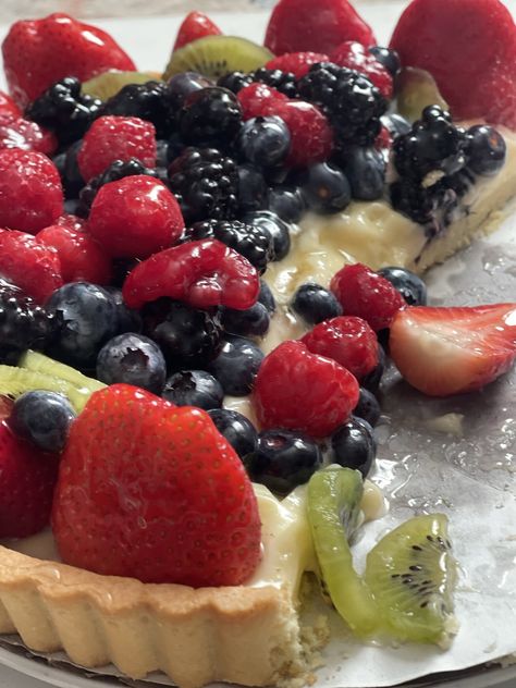 Fruit Tart with Custard Filling · Just That Perfect Piece Desserts With Custard Filling, Fruit Tart With Custard Filling, Custard Fruit Tart Recipe, Custard Fruit Cake, Fruit Flan Tart, Wegmans Fruit Tart Recipe, Frangipane Fruit Tart, Fruit Tart Filling Recipe Easy, Fruit Tart Filling Recipe