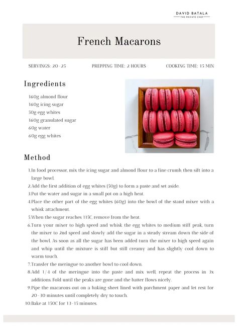 French Macarons by David Batala.pdf French Macaron Troubleshooting, French Pastries Art, Macarons Aesthetic, Coffee Shop Recipes, French Pastries Recipes, Macarons Recipe, Cooking Aesthetic, Mini Dessert Cups, Cookies Ice Cream