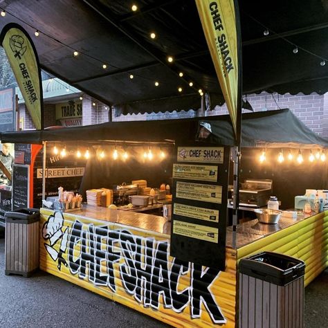 Chef Shack Food Stall Canopy Food Ideas, California Street Food, Food Shack Design, Bbq Food Vendor Booth Ideas, Food Stall Design Ideas Simple, Food Stand Design Street, Street Food Design Kiosk, Street Food Stall Design, Food Tent Ideas