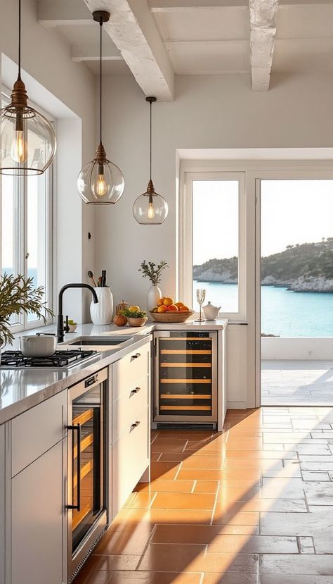 Experience the allure of a Mediterranean escape with a kitchen design that marries rustic charm and elegant simplicity in a perfect Greek island retreat. Island Kitchen, Greek Island, Dream Kitchen, A Kitchen, Rustic Charm, Kitchen Ideas, Kitchen Island, Kitchen Design, Design