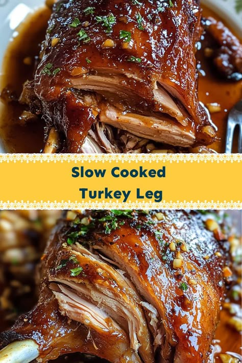 Enjoy the Delicious Honey Garlic Glazed Slow Cooked Turkey Leg that’s packed with flavor and tender to the bone! This recipe combines the rich taste of slow-cooked turkey with a luscious honey garlic glaze, creating a dish that’s both comforting and gourmet. Serve it with your favorite sides for a truly satisfying meal! Slow Cooked Turkey, Honey Garlic Glaze, Turkey Leg Recipes, Honey And Garlic, Thanksgiving Lunch, Thanksgiving Recipe Ideas, Traditional Turkey, Turkey Thighs, Turkey And Stuffing