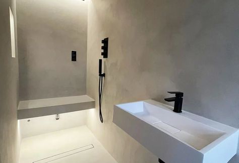 Microcrete Bathroom, Backyard Restroom, Micro Concrete Bathroom, Micro Cement Bathroom, Micro Bathroom, Microcement Bathroom, Cement Bathroom, Micro Cement, Bathroom Decor Inspiration