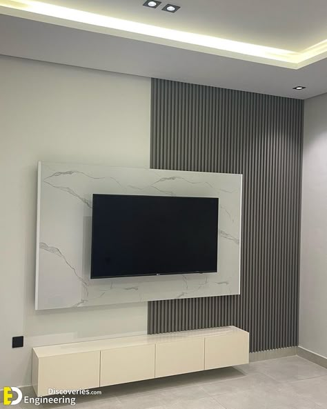 Wall Tv Decor, Concealed Tv, Tv Decor Ideas, Led Tv Wall, Tv Wall Panel, Modern Tv Room, Bedroom Design Styles, Shelves Bedroom, Tv Unit Interior