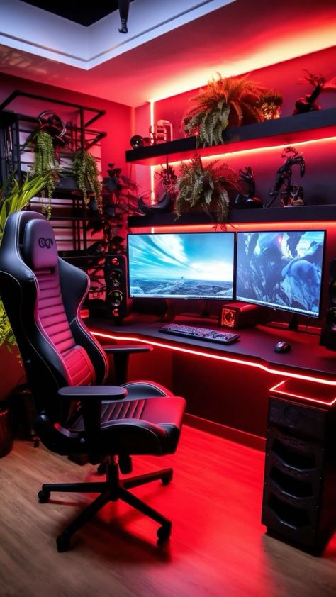 Teen Boy Bedroom Ideas, Games Room Inspiration, Gaming Room Ideas, Gaming Rooms, Interior Design Games, Home Studio Setup, Apartment Decorating On A Budget, Setup Gamer, Teen Boy Bedroom