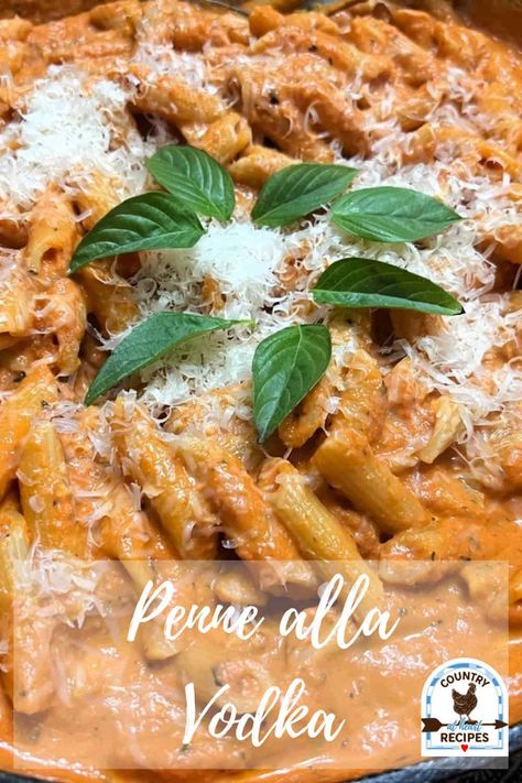 This Italian-American dish for Penne alla Vodka is wonderful when you're craving a creamy tomato pasta with the added richness and punch from Vodka. Serve as a main dish or with your favorite entrée, such as grilled chicken, pork, or shrimp. #penneallavodka #vodkasauce #pennepasta #pinksauce #maindish #pasta #sidedish #italian #americanitalian #vodka #penne #tomatoes #heavycream #countryatheartrecipes https://countryatheartrecipes.com/2024/10/penne-alla-vodka/ Chicken Vodka Pasta Recipes, Penne Rustica Recipe, Best Penne Alla Vodka Recipe, Vodka Penne Pasta, Vodka Penne, Pasta Vodka, Cooking With Alcohol, Pasta Alla Vodka, Prosciutto Recipes