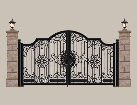 Classic Gate Design, Modern Main Gate Designs, Gold Abstract Wallpaper, Wrought Iron Front Door, Home Gate Design, Compound Wall Design, Gate Wall Design, House Main Gates Design, Metal Doors Design