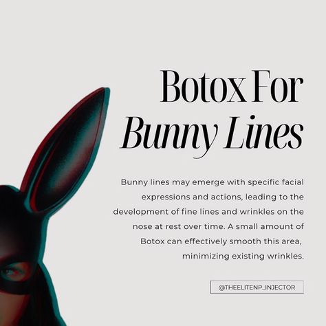 🐰 Tired of those “bunny lines” visibly crinkling your nose? I’ve got the perfect solution to keep you looking smooth and youthful! Say goodbye to bunny lines with Botox treatments! Book your consultation today and let me help you achieve that flawless, wrinkle-free look. Click the link in my bio to schedule your appointment now! #Botox #BunnyLines #FacialAesthetics #YouthfulSkin #WellnessJourney Botox Marketing Ideas, Desert Spa, Spa Content, Botox Results, Med Spa Marketing, Aesthetic Nursing, Botox And Filler, Botox And Fillers, Aesthetic Nurse