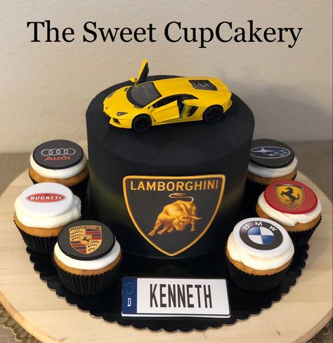 Lamborghini Car Cake, Car Cake Design, Lamborghini Cake, Car Cakes For Men, Car Cakes For Boys, Cars Cake Design, Chocolate Car, Cars Theme Cake, Cake Designs For Boy