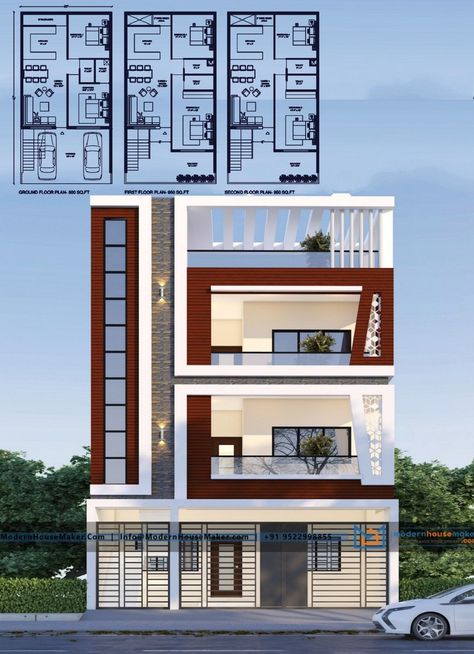 Apartments Elevation Ideas For 2 Floor House, Modern Bunglow Desings Plan, 2 Floors Building Elevation Modern, G+2 Elevation Design Indian Modern, Modern Exterior Design House, 3floors Building Elevation Modern, 30x40 House Elevation Design, Elevation Designs For House 3 Floors, 3 Floor Elevation Design