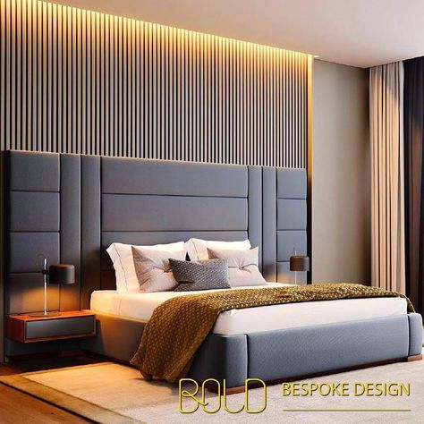 A stunning bedroom design from top to bottom. Luxurious from every angle the headboard the side tables and the... बेडरूम डिजाइन, Simple Bed Designs, Bed Back Design, Bed Headboard Design, Bedroom Interior Design Luxury, Modern Luxury Bedroom, Modern Bedroom Interior, Bed Design Modern, 아파트 인테리어