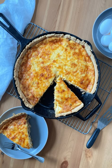 Sourdough Discard Quiche Crust, Cast Iron Quiche Recipes, Simplicity And A Starter, Cast Iron Quiche, Sourdough Quiche Crust, Sourdough Quiche, Sourdough Skillet Meal, Sourdough Cast Iron Pizza, Skillet Quiche