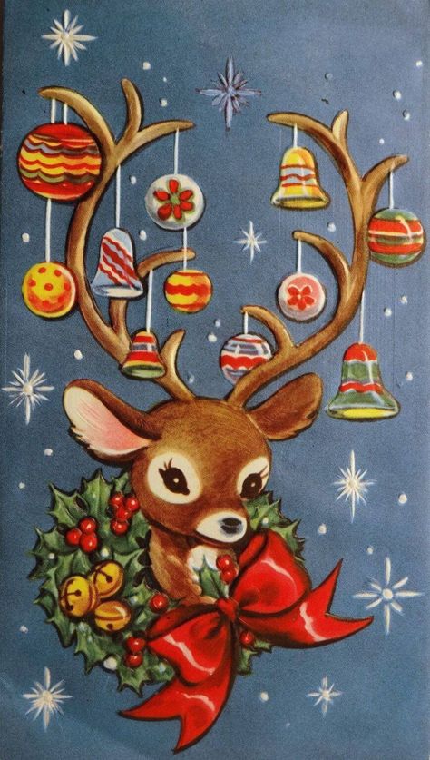 Vintage Christmas Art * Marvellous Mrs P - Lifestyle, Vintage & Family Blog Images Noêl Vintages, Vintage Reindeer, 1950s Christmas, Christmas Artwork, Vintage Christmas Images, Christmas Graphics, Old Christmas, Christmas Past, Christmas Vintage