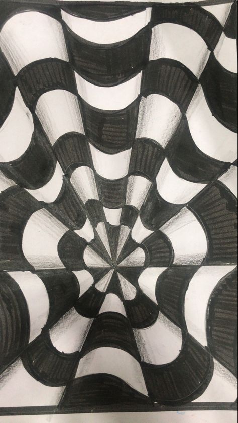 Opticle Illusions Drawing, Optical Illusion Drawings, Op Art Ideas, Black And White Illusion, Op Art Projects, Black And White Illusions, Optical Illusion Paintings, Optical Illusion Drawing, Monochromatic Art