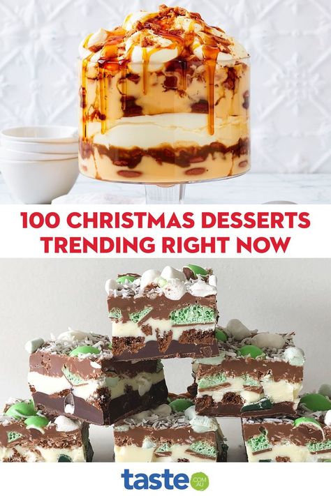 Sweet Christmas trends for this year include choc-mint desserts, few-ingredient truffles and everything miniature. Here are a few of our favourite trending recipes. Choc Ripple Cake, Edible Wreath, Trending Desserts, Mint Desserts, Trending Christmas, Summer Christmas, Refreshing Desserts, Trending Recipes, Festive Treats