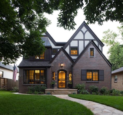 A Spacious, Modern Farmhouse in Denver - Colorado Homes & Lifestyles Amber Interiors Shoppe, Taj Mahal Quartzite, Tudor Style Homes, Highland Homes, Custom Drapes, Colorado Homes, Tudor Style, Fireplace Tile, Backyard Makeover