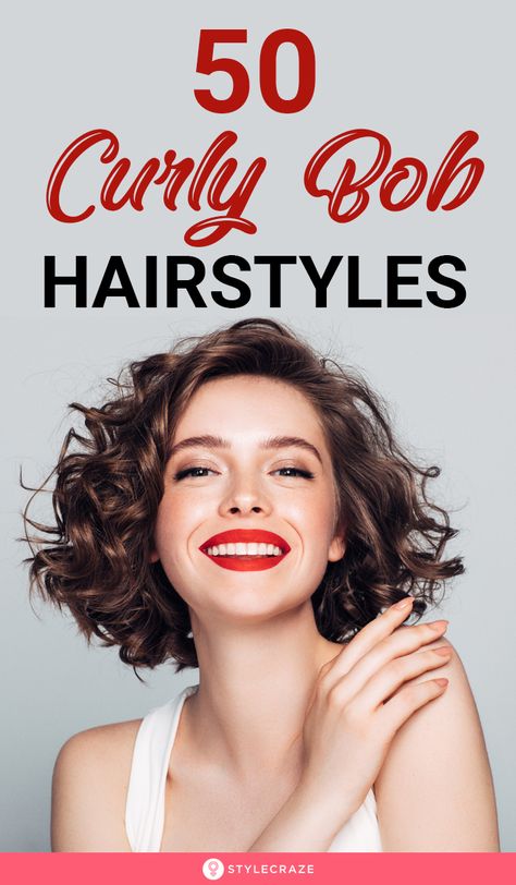 The bob has made heads turn and men swoon. Here is how you can style your bob to curly goodness. Curl your tresses to give it a voluminous twist! Pelo Bob Ondulado, Short Curly Cuts, Short Curly Bob Hairstyles, Short Wavy Haircuts, Fine Curly Hair, Bob Haircut Curly, Stylish Short Hair, Thick Wavy Hair, Corte Bob