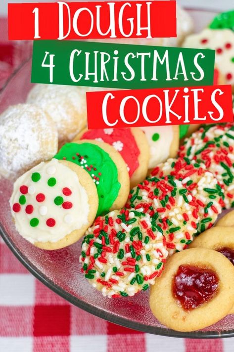 Christmas Cookies From Store Bought Cookie Dough, Same Dough Different Cookies, 4 Cookies From One Dough, Multiple Cookies From One Dough, Cookie Dough Gift Ideas, One Dough 8 Types Of Cookies, Make Ahead Christmas Cookies Dough, Cookies Using Premade Cookie Dough, Christmas Cookies With Pillsbury Dough