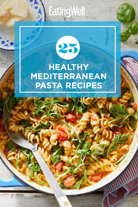 From Mediterranean pasta salad to our One-Pan Chicken Parmesan Pasta, these Mediterranean pasta recipes will satisfy your carb cravings in no time! These meals may all seem decadent, but they’re filled with fresh, wholesome ingredients to keep you full and fueled. These healthy Mediterranean recipes are so delicious, you’ll want to eat them every night of the week! #mediterraneanrecipes #mediterraneanfood #mediterraneandishes #mediterraneandiet #healthyrecipes Meteranian Pasta Recipes, Meditterean Pasta Recipes, Mediterranean Pasta With Chicken, Healthy Mediterranean Pasta Recipes, Meditterean Diet Pasta Recipes, Mediterranean Pasta Recipe, Mediterranean Dinners Recipes, Mediterranean Noodle Recipes, Easy Mediterranean Pasta Recipes