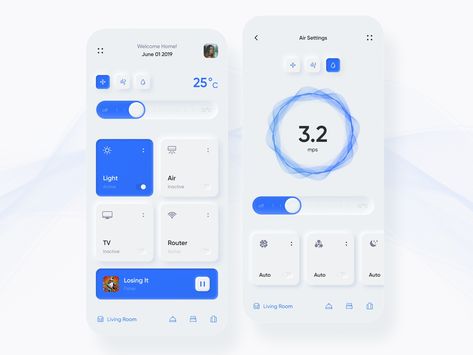 Neumorphism Smart Home app Ux Trends, Ux Design Trends, Ux Kits, Ui Ux 디자인, Ui Design Trends, Banking App, Dashboard Design, Web Design Trends, Ui Design Inspiration