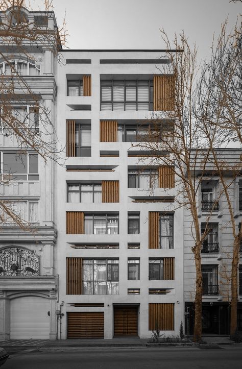 Concrete Architecture Facade, Modern Building Facade, Building Facade Design, Apartment Building Exterior, Apartment Elevation, Residential Architecture Facades, Apartment Facade, Residential Architecture Apartment, Apartments Exterior