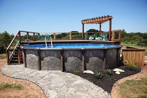 Above Ground Pool Slide, Above Ground Pool Steps, Deck Above Ground Pool, Decks Around Pools, Pool Ideas Above Ground, Capira, Pool Ideas On A Budget, Cheap Pool, Pool Deck Plans