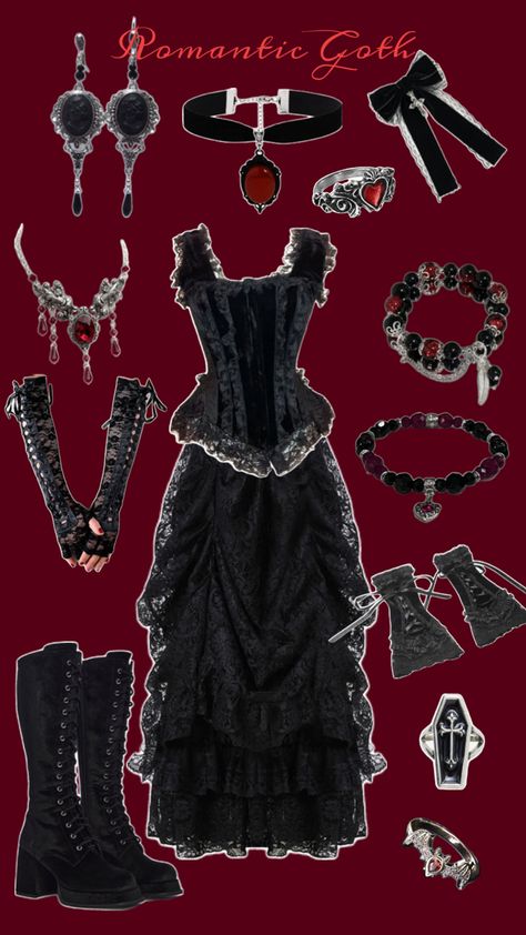 Romantic Goth Outfits, Goth Outfit Inspo, Goth Fits, Goth Outfit Ideas, Goth Outfit, Vampire Goth, Romantic Goth, Goth Style, Estilo Punk