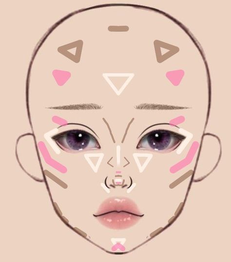 Makeup Sketch, Makeup Types, Makeup Routine Guide, Makeup Charts, Korean Makeup Tips, Asian Makeup Tutorials, Gyaru Makeup, Makeup Drawing, Learn Makeup