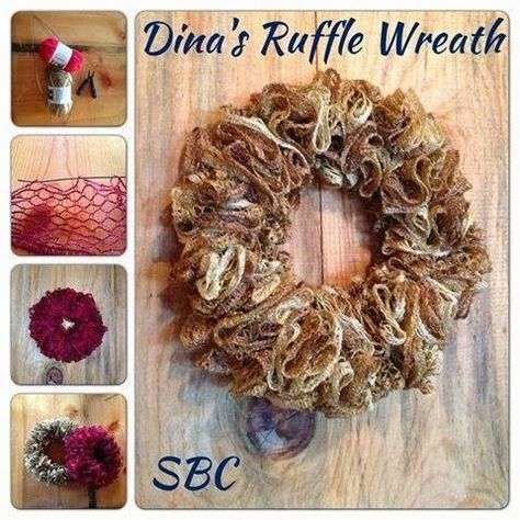 Ruffle Yarn Projects, Sashay Yarn Projects, Sashay Crochet, Sashay Yarn, Ruffle Yarn, Ruffle Wreath, Diy Ruffle, Crochet Wreath, Yarn Ideas