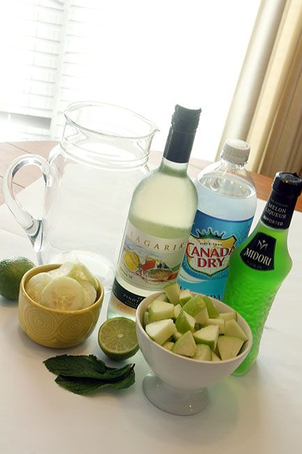 Green Sangria Recipe St. Patrick's Day, St Patrick’s Day Sangria, Green Sangria, Midori Melon, Melon Liqueur, Shamrock Shake, Cocktail Pitcher, Drink Pitcher, Hosting Ideas