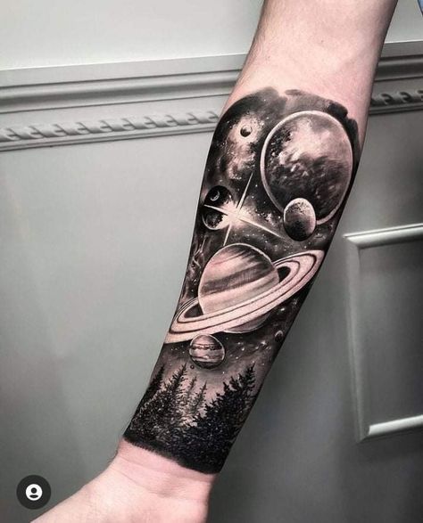 Planet Tattoo Ideas Female, Space Tattoo Sleeve For Women, Space Tattoos Men, Universe Tattoo Sleeve, Space Tattoo Ideas For Men, Galaxy Sleeve Tattoo, Space Arm Tattoo, Galaxy Tattoo Ideas, Space Sleeve Tattoo