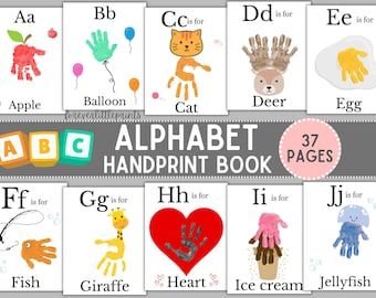 Alphabet Handprint Craft Alphabet Craft Alphabet Handprint Book Animal Handprint Craft Alphabet Handprint Art Printable Craft - Etsy Hand Print Abc Book, H Is For Handprint Craft, Handprint Letters, Alphabet Handprint Art, Handprint Activity, Alphabet Crafts Preschool, Preschool Circle Time, Classroom Activity, Craft Kids