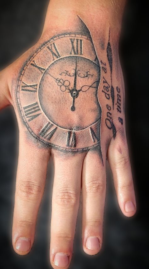 Tattoo Ideas On Hand For Man, Hand Clock Tattoo Design, Clock Tattoo Design For Men Hand, Hand Tattoo Women Simple, Clock Hand Tattoos For Guys, Clock Hand Tattoo Stencil, Clock Tattoo Design Hand, 777 Tattoo On Hand, Tattoo Themes Men