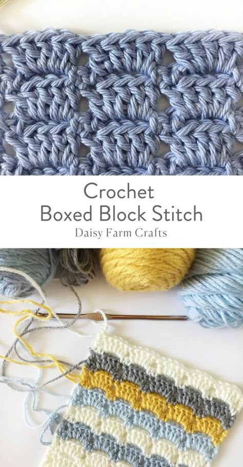 Pola Jaring, Block Stitch, Daisy Farm Crafts, Daisy Farm, Beau Crochet, Háčkované Lemy, Crochet Box, Confection Au Crochet, Crochet Blocks