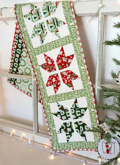 Monica Curry Quilt Design: 6 Free, Quick, & Easy Christmas Table Runners Mug Rug Christmas Free Pattern, Small Table Runners, Allpeoplequilt.com Free Pattern, Quilt Christmas Table Runner Patterns, Christmas Tree Runner Quilt Pattern, Quilted Christmas Runners Patterns, Table Runner And Placemats Pattern, Table Runner Tutorials, Quilted Christmas Placemats Free Pattern