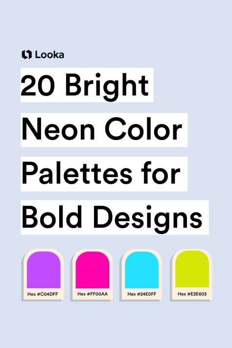 Pastel And Neon Color Schemes, Canva Color Palette Codes Neon, Bold Branding Design Color Palettes, Neon Yellow Colour Palette, Neon Brand Colors, Neon Colours Palette, Bright Pop Color Palette, Neon Orange Palette, Neon Coral Color Palette