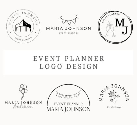 Logo For Event Planners, Event Management Logo, Event Organizer Logo, Event Planner Logo Design, Event Planner Branding, Party Planners Logo, Logo Design Canva, Planner Logo Design, Event Planers