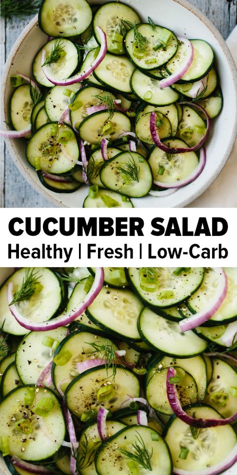 Cucumber Salad Vinegar, Easy Cucumber Salad, Cucumber Diet, Cucumbers And Onions, Cucumber Recipes Salad, Cucumber Recipes, Summer Salad Recipes, Lunch Salads, Cucumber Salad