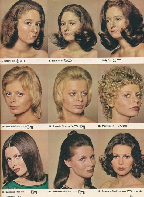 How to do many late 1960s / early 1970s hairdos. Early 1970s Hairstyles, Late 1960s Hair, 1970s Short Hair Women, 60s Womens Hair, Early 70s Hair, Late 70s Hair, Late 60s Hair, 70 Hairstyles 1970s, 70s Short Hairstyles