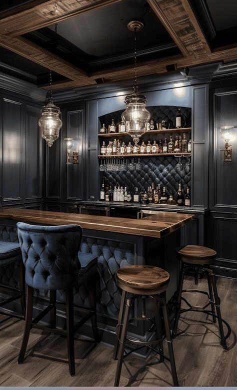 Moody Man Cave, Bar Lounge Room, Speakeasy Decor, Bourbon Room, Whiskey Lounge, Whiskey Room, Speakeasy Bar, Home Bar Rooms, Basement Bar Designs