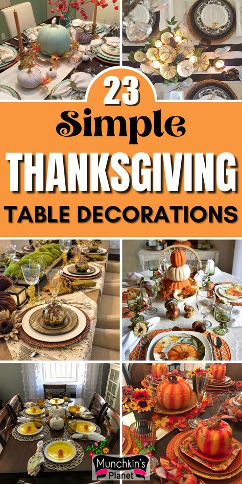 Simple Thanksgiving Table Decoration Ideas Thanksgiving Table Settings Diy, Simple Thanksgiving Table Decor, Elegant Thanksgiving Table, Thanksgiving Table Centerpieces, Thanksgiving Table Decor Ideas, Thanksgiving Table Settings Simple, Simple Thanksgiving Table, Place Settings Thanksgiving, Simple Thanksgiving