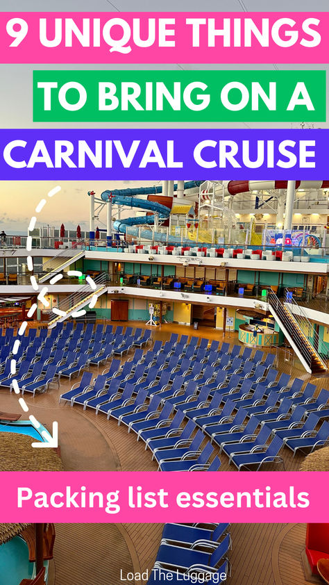 9 Unique things to bring on a Carnival Cruise - packing list essentials. Carnival Cruise With Kids, Carnival Elation Cruise, Caribbean Cruise Packing, Cruise Checklist, Carnival Cruise Tips, Carnival Sunshine, Cruise Packing List, Cruise Secrets, Cruise Packing Tips