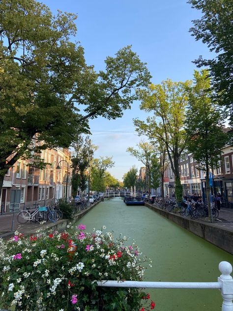 Netherlands delft olanda canale river flowers fiori landscape green spring primavera aesthetic picture instagram inspiration inspo Delft Netherlands Aesthetic, Delft Aesthetic, Gap Year Aesthetic, Primavera Aesthetic, Vacation Vision Board, Netherlands Aesthetic, Delft Netherlands, Tu Delft, Dutch Lifestyle