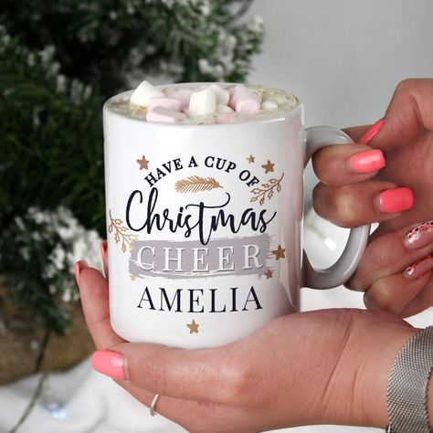 Please contact support through live chat or via the ‘Contact Us’ page to request a preview image of your custom order before placing your order. Have a cup of Christmas cheer out of our personalised mug this year. This mug can be personalised on the front with a name up to 12 characters and a ...