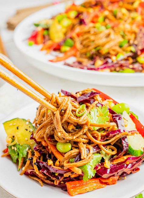 Peanut Soba Noodle Recipe, Soba Peanut Noodles, Peanut Butter Soba Noodles, Thai Soba Noodle Salad, Soba Noodle Recipe Vegetarian, Soba Noodle Salad With Peanut Dressing, Soba Noodle Salad Recipe, Buckwheat Noodle Recipes, Buckwheat Soba Noodle Recipe