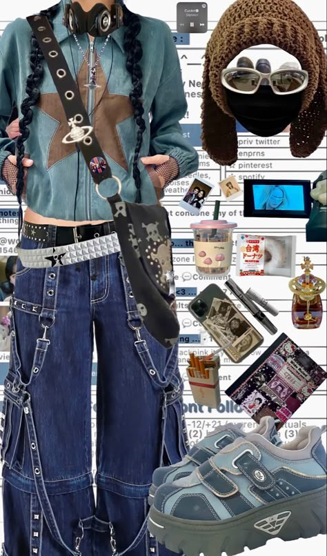 Sillycore Outfit, Breakcore Fashion, High Energy Poses, Y2k Fashion Japan, Masculine Y2k Outfits, Japanese Y2k Fashion Men, J Fashion Men, Bastardcore Outfits, Grunge 2023