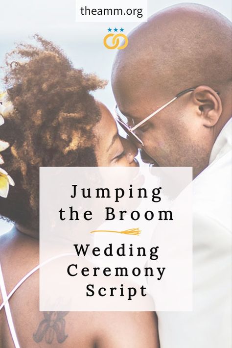 A heartfelt & personal wedding ceremony script that includes a jumping the broom ceremony with words on the symbolism and meaning of this African American wedding tradition & unity ritual, plus a simple vow and ring exchange, pronouncement, and sample housekeeping announcements for an unplugged ceremony. An original wedding script written by AMM Minister Raquel Solomon. Wedding Ideas African, Jumping The Broom Wedding, Family Sand Ceremony, Blended Family Sand Ceremony, Broom Wedding, Constellation Wedding, Wedding Ceremony Scripts, Wedding Broom, Ceremony Script