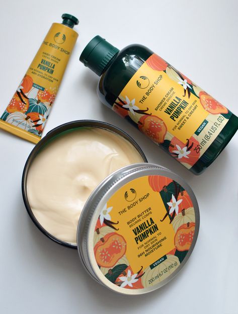 The Body Shop Vanilla Pumpkin Limited Edition Range Use code AFFNAVILLE for 20% off https://inspirationshaveinone.blogspot.com/2023/10/the-body-shop-vanilla-pumpkin-limited.html #bbloggers #tbsaff #thebodyshop #pumpkin #vanilla #veganskincare #discountcode #showercream #bodybutter #handcream #sheabutter #aloevera The Body Shop Vanilla, Body Shop Vanilla, Body Shop Body Butter, Skincare Routine Products, Cream Aesthetic, Pretty Skin Care, Body Care Routine, Facial Massage, Body Skin Care Routine