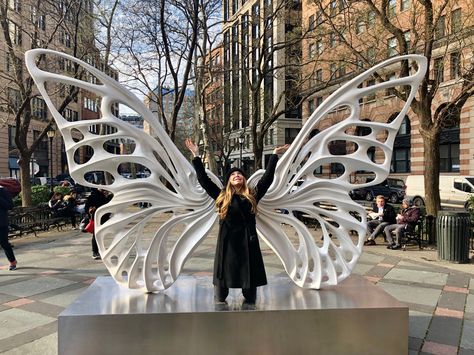 Butterfly Architecture Design, Butterfly Statue, Butterfly Inspired Buildings, Butterfly Wings Sculpture, Butterfly Biomimicry, Butterfly Installation Art, Butterfly Kinetic Sculpture, Streetscape Design, Urban Landscape Design