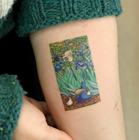 30 Exceptional Color Tattoos By Saegeem That Look Like They Belong In A Museum Banger Tattoos, Mew Tattoo, Miyazaki Tattoo, Totoro Tattoo, Van Gogh Tattoo, Ghibli Tattoos, Korea Tattoo, Studio Ghibli Tattoo, Up On Poppy Hill