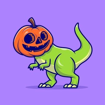 Dino Pumpkin, Easy Graffiti Art, Duck Merch, T Rex Cartoon, Sticker Dino, Pumpkin Canvas Painting, Dinosaur Halloween, Pumpkin Drawing, Cute Zombie